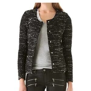 IRO Black Tweed Boucle Molly Collarless Blazer Jacket Size US/0